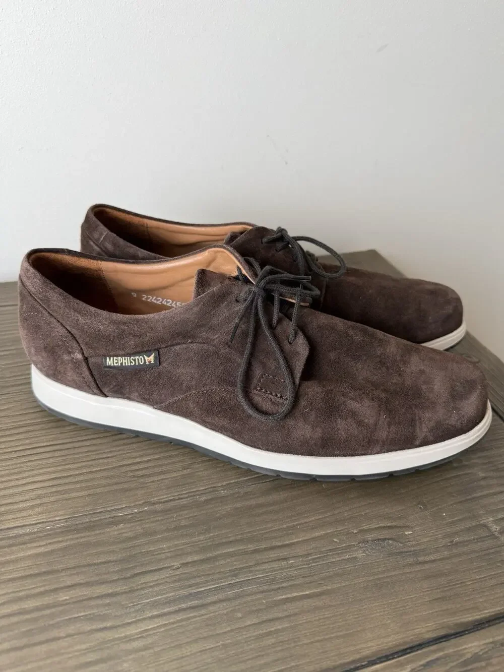 Mephisto Men's Size 11 Oxford Brown Suede Leather Taupe Shoes Lace Up